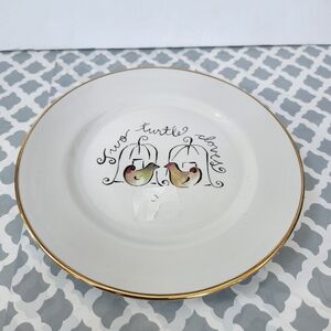 Rosanna Two Turtle Doves White Salad Plate 8 Inch with Gold Edge
